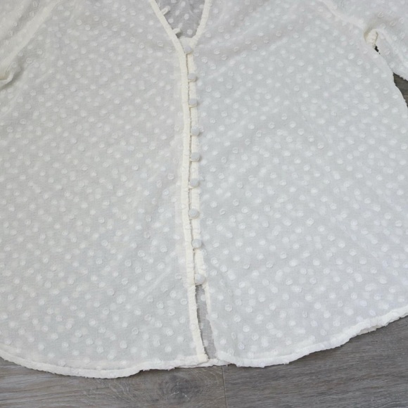 White sheer swiss dot peasant blouse - Picture 5 of 8